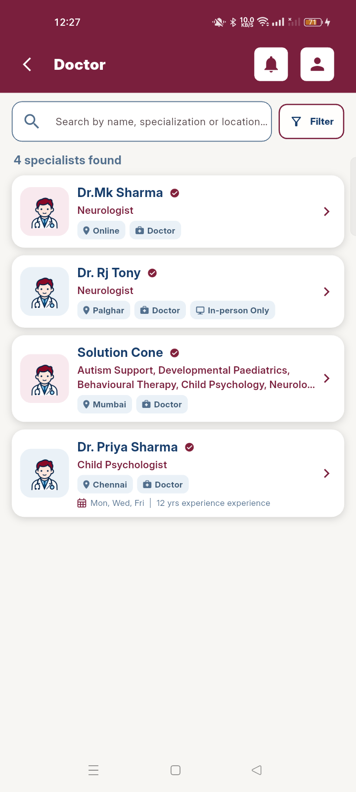 BYOND doctor search screen