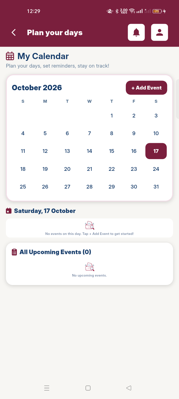 BYOND calendar screen